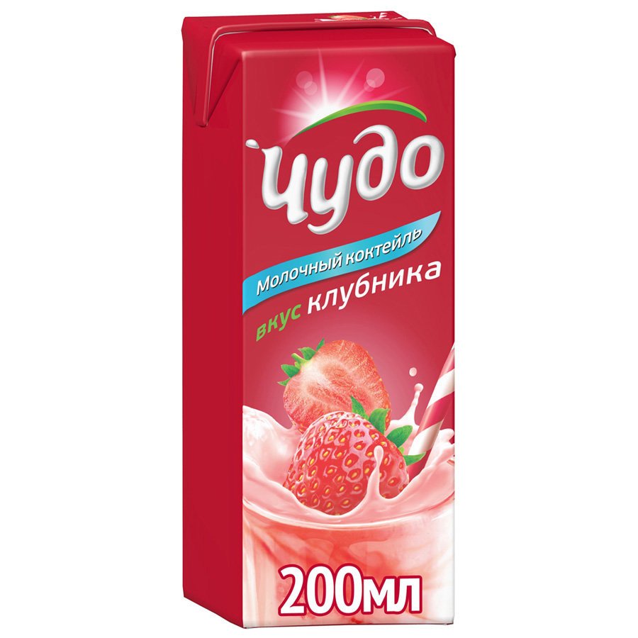 Коктейль молочный Чудо Клубника 2 % 200 мл оптом 