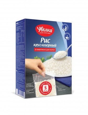 Рис круглозерный в пакетах Увелка 400г оптом 