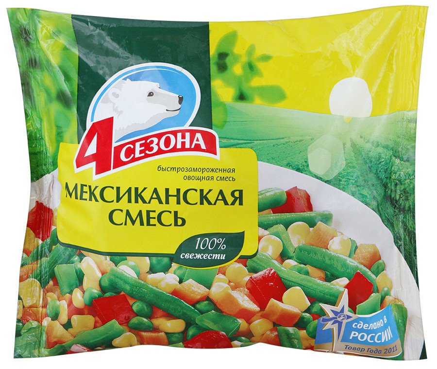 Смесь овощная 4 Сезона Мексиканская быстрозамороженная 400 г Смесь овощная 4 Сезона Мексиканская быстрозамороженная 400 г