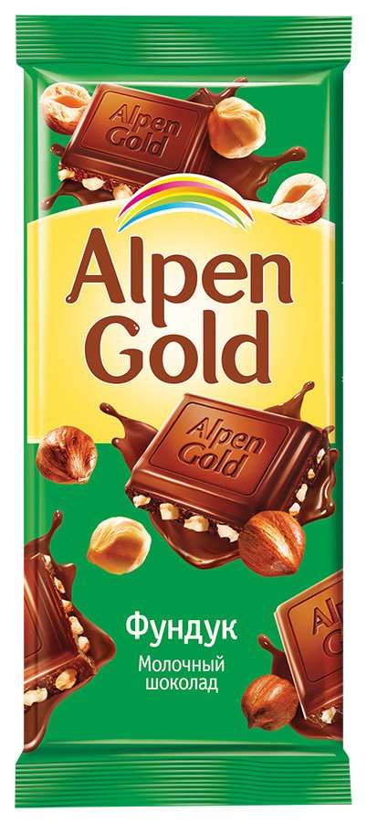 Alpen Gold шоколад молочный с дробленым фундуком, 90 г оптом Alpen Gold шоколад молочный с дробленым фундуком, 90 г оптом