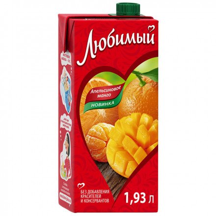 Напиток Любимый апельсиновое манго 1,93 Л оптом 