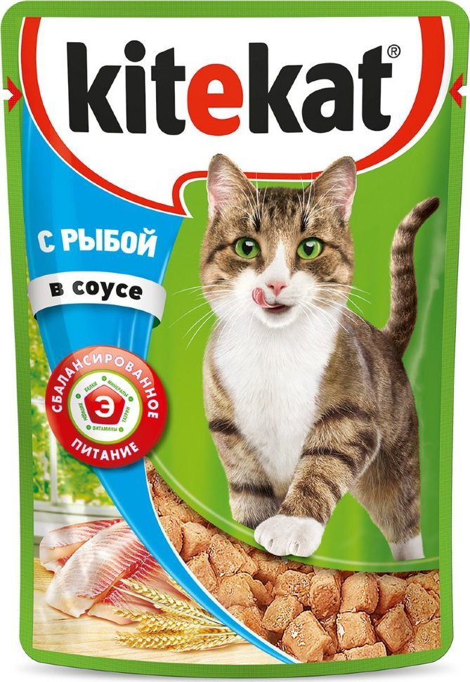 "Kitekat" для взрослых кошек, с рыбой в соусе, 85 г "Kitekat" для взрослых кошек, с рыбой в соусе, 85 г