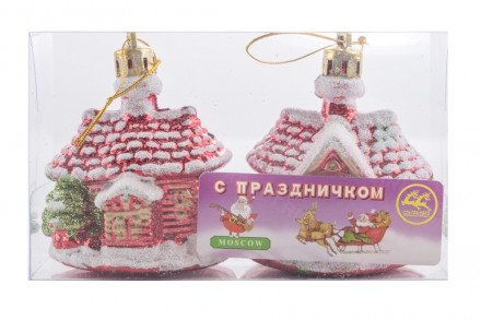 Новогоднее украшение на ёлку "Домики" оптом 