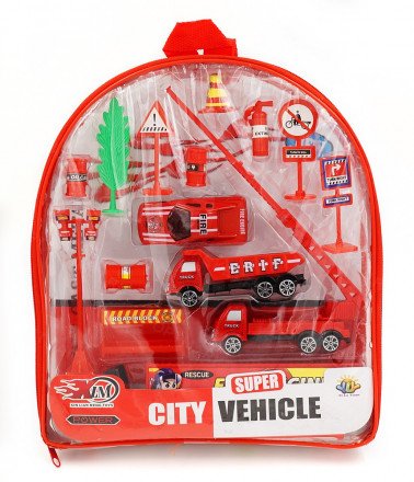 Игрушечный пожарный набор City Vehicle с дорожными знаками оптом 