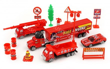 Игрушечный пожарный набор City Vehicle с дорожными знаками оптом 